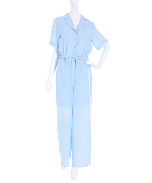 merry jenny（メリージェニー）の「オープンカラーオールインワン（オールインワン・サロペット・レディース・オフホワイト/ブラック/アイスブルー）」の6枚目の写真