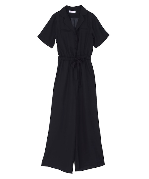 merry jenny（メリージェニー）の「オープンカラーオールインワン（オールインワン・サロペット・レディース・オフホワイト/ブラック/アイスブルー）」の2枚目の写真