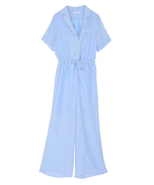 merry jenny（メリージェニー）の「オープンカラーオールインワン（オールインワン・サロペット・レディース・オフホワイト/ブラック/アイスブルー）」の3枚目の写真