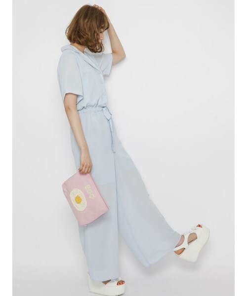 merry jenny（メリージェニー）の「オープンカラーオールインワン（オールインワン・サロペット・レディース・オフホワイト/ブラック/アイスブルー）」の5枚目の写真