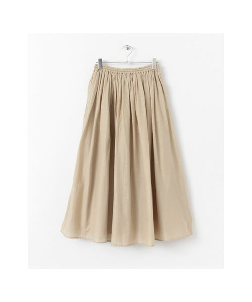 URBAN RESEARCH DOORS(アーバンリサーチドアーズ)の「コットンギャザーロングスカート(スカート・レディース・LIGHT GRAY/BEIGE/GREEN/NAVY・one)」の2枚目の写真