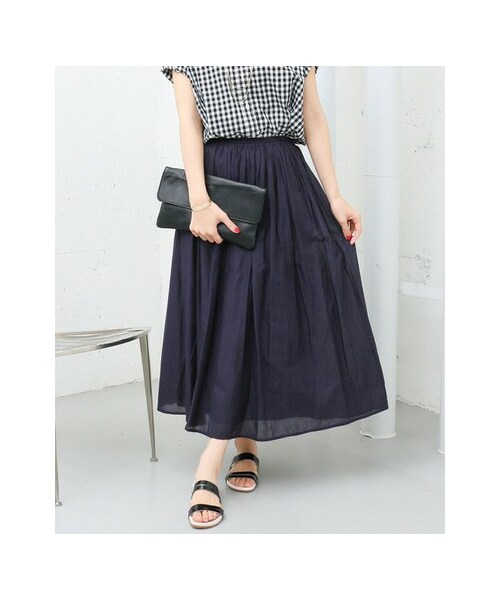 URBAN RESEARCH DOORS(アーバンリサーチドアーズ)の「コットンギャザーロングスカート(スカート・レディース・LIGHT GRAY/BEIGE/GREEN/NAVY・one)」の12枚目の写真