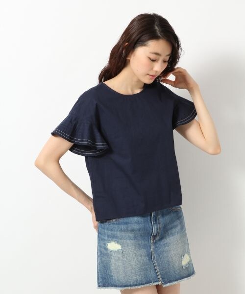 A part by（アパートバイ）の「ＣローンソデフレアＳＳブラウス（トップス・レディース・ホワイト　05/カーキ　78/ネイビー　88・Ｍ/Ｌ）」の3枚目の写真