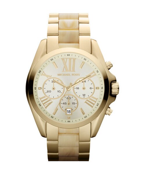 MICHAEL KORS（マイケルコース）の「MICHAEL Michael Kors Michael Kors 'Bradshaw' Chronograph Bracelet Watch（アナログ腕時計・レディース・Horn/ Gold）」の5枚目の写真