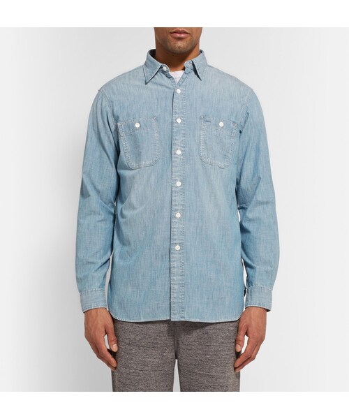 POLO RALPH LAUREN(ポロ ラルフ ローレン)の「Polo Ralph Lauren Slim-Fit Cotton-Chambray Shirt(シャツ/ブラウス・メンズ・Blue・XL/S/M/L/XXL)」の4枚目の写真