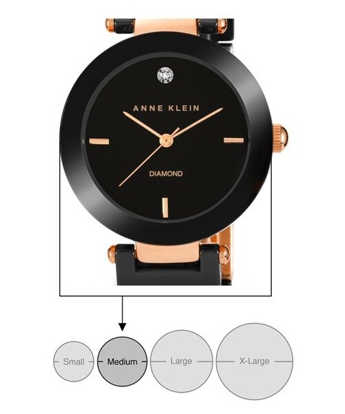 ANNE KLEIN（アンクライン）の「Anne Klein Diamond Dial Ceramic Bracelet Watch, 33mm（アナログ腕時計・レディース・Black）」の5枚目の写真