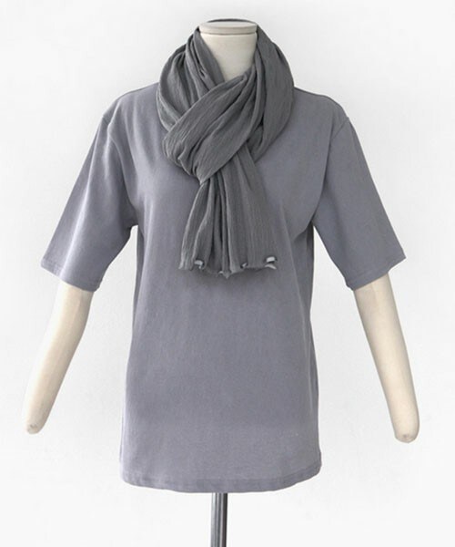 DHOLIC（ディーホリック）の「マフラーsetコットンTシャツ（Tシャツ/カットソー・レディース・アイボリー/グレー/ディープブルー・FREE）」の2枚目の写真