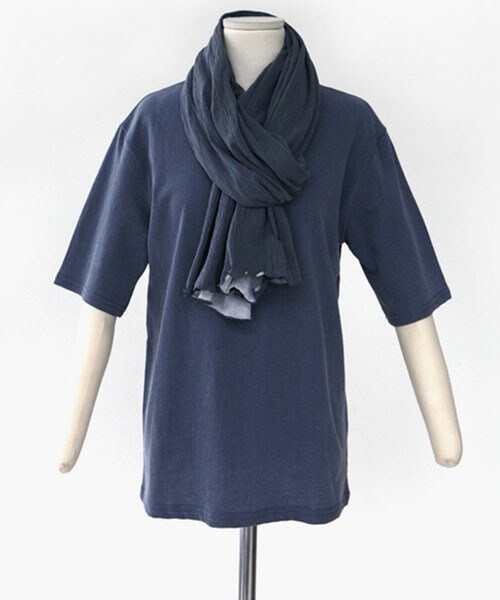 DHOLIC（ディーホリック）の「マフラーsetコットンTシャツ（Tシャツ/カットソー・レディース・アイボリー/グレー/ディープブルー・FREE）」の3枚目の写真