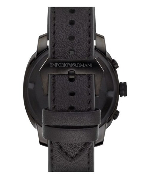 EMPORIO ARMANI（エンポリオアルマーニ）の「Emporio Armani Chronograph Leather Strap Watch, 46mm（アナログ腕時計・メンズ・Black）」の3枚目の写真