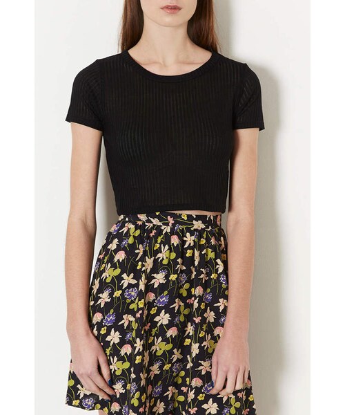 TOPSHOP（トップショップ）の「Skinny rib crop tee（Tシャツ/カットソー・レディース・BLACK・8/12）」の2枚目の写真