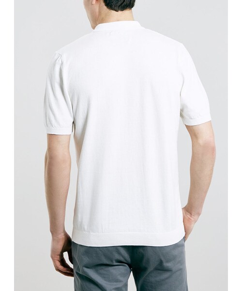 TOPMAN(トップマン)の「Off White Rib Front Polo Shirt(ポロシャツ・メンズ・Cream・M/S/XXS/L/XL/XS)」の2枚目の写真