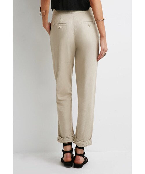 FOREVER 21（フォーエバー トゥエンティーワン）の「FOREVER 21 Linen-Blend Capri Pants（デニムパンツ・レディース・Cream/Khaki・Large/Small/X-Small/Medium）」の8枚目の写真