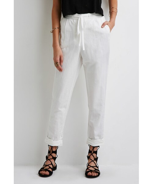 FOREVER 21（フォーエバー トゥエンティーワン）の「FOREVER 21 Linen-Blend Capri Pants（デニムパンツ・レディース・Cream/Khaki・Large/Small/X-Small/Medium）」の5枚目の写真
