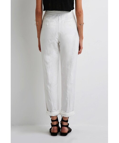 FOREVER 21（フォーエバー トゥエンティーワン）の「FOREVER 21 Linen-Blend Capri Pants（デニムパンツ・レディース・Cream/Khaki・Large/Small/X-Small/Medium）」の2枚目の写真