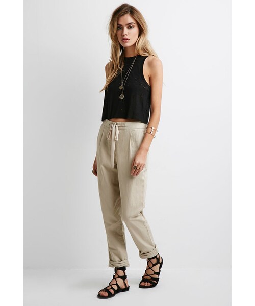 FOREVER 21（フォーエバー トゥエンティーワン）の「FOREVER 21 Linen-Blend Capri Pants（デニムパンツ・レディース・Cream/Khaki・Large/Small/X-Small/Medium）」の7枚目の写真