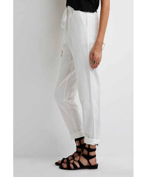 FOREVER 21（フォーエバー トゥエンティーワン）の「FOREVER 21 Linen-Blend Capri Pants（デニムパンツ・レディース・Cream/Khaki・Large/Small/X-Small/Medium）」の6枚目の写真
