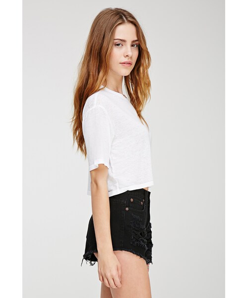 FOREVER 21(フォーエバー トゥエンティーワン)の「FOREVER 21 Boxy Slub Knit Tee(Tシャツ/カットソー・レディース・White/Jade/Tan・Small/Medium/Large)」の8枚目の写真