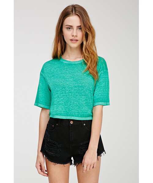 FOREVER 21(フォーエバー トゥエンティーワン)の「FOREVER 21 Boxy Slub Knit Tee(Tシャツ/カットソー・レディース・White/Jade/Tan・Small/Medium/Large)」の3枚目の写真