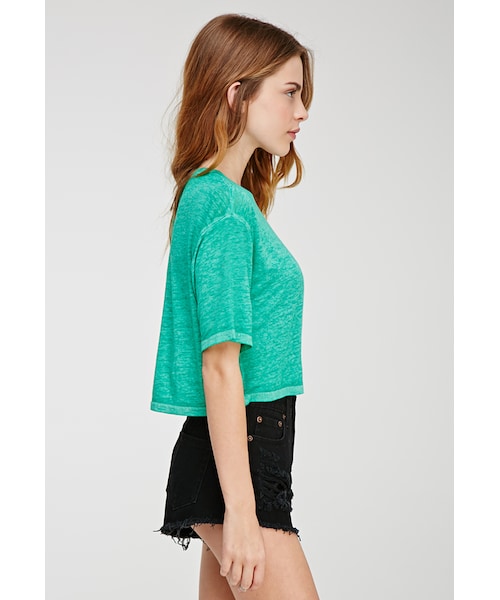 FOREVER 21(フォーエバー トゥエンティーワン)の「FOREVER 21 Boxy Slub Knit Tee(Tシャツ/カットソー・レディース・White/Jade/Tan・Small/Medium/Large)」の6枚目の写真