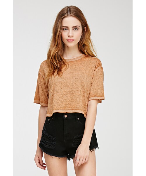 FOREVER 21(フォーエバー トゥエンティーワン)の「FOREVER 21 Boxy Slub Knit Tee(Tシャツ/カットソー・レディース・White/Jade/Tan・Small/Medium/Large)」の2枚目の写真