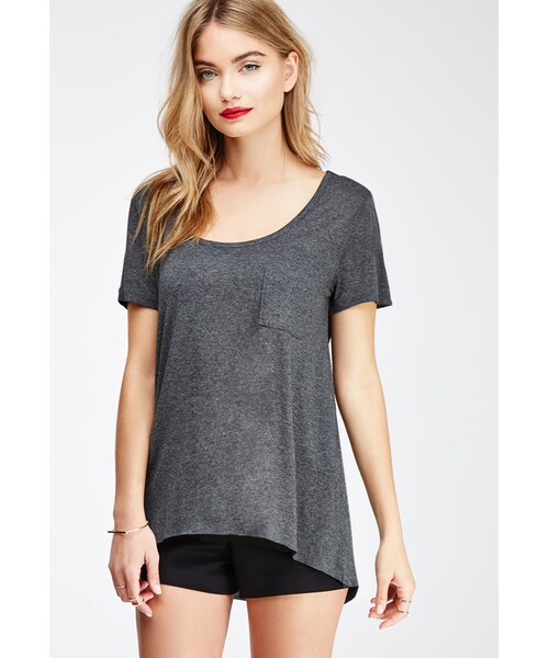 FOREVER 21(フォーエバー トゥエンティーワン)の「FOREVER 21 Raw-Cut Pocket Tee(Tシャツ/カットソー・レディース・Charcoal/Black/White・Large/X-Small/Small/Medium)」の7枚目の写真