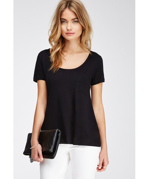 FOREVER 21(フォーエバー トゥエンティーワン)の「FOREVER 21 Raw-Cut Pocket Tee(Tシャツ/カットソー・レディース・Charcoal/Black/White・Large/X-Small/Small/Medium)」の5枚目の写真
