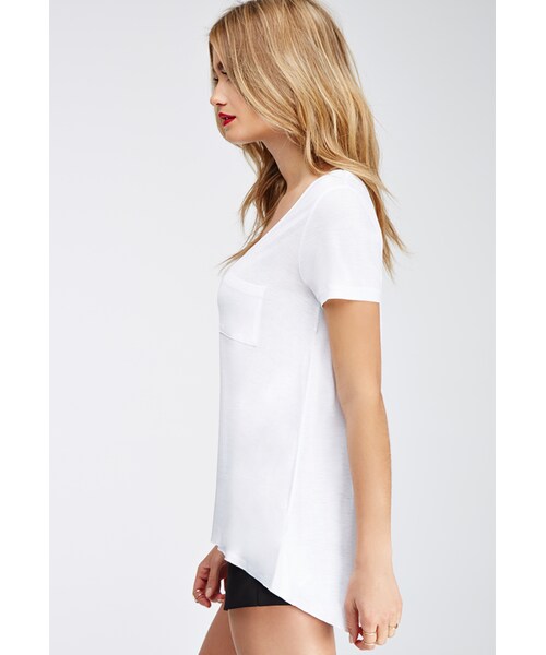 FOREVER 21(フォーエバー トゥエンティーワン)の「FOREVER 21 Raw-Cut Pocket Tee(Tシャツ/カットソー・レディース・Charcoal/Black/White・Large/X-Small/Small/Medium)」の10枚目の写真