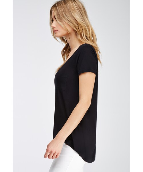FOREVER 21(フォーエバー トゥエンティーワン)の「FOREVER 21 Raw-Cut Pocket Tee(Tシャツ/カットソー・レディース・Charcoal/Black/White・Large/X-Small/Small/Medium)」の13枚目の写真