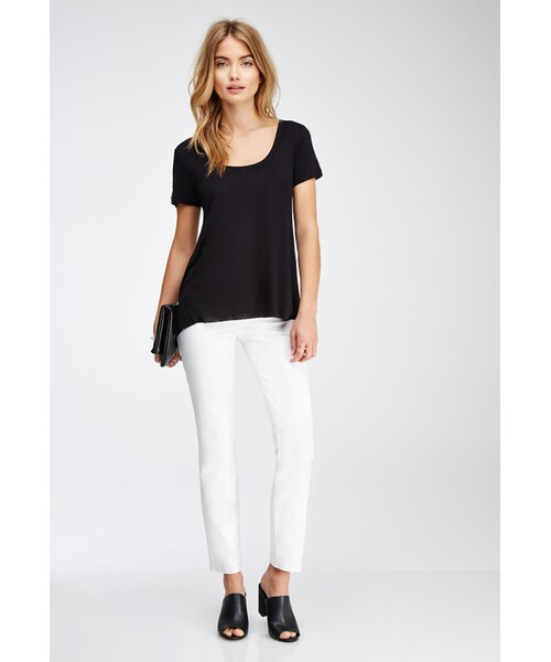 FOREVER 21(フォーエバー トゥエンティーワン)の「FOREVER 21 Raw-Cut Pocket Tee(Tシャツ/カットソー・レディース・Charcoal/Black/White・Large/X-Small/Small/Medium)」の8枚目の写真