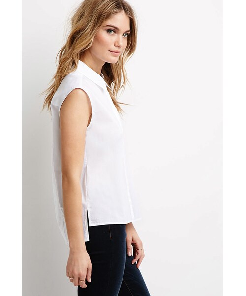 FOREVER 21(フォーエバー トゥエンティーワン)の「FOREVER 21 Pleated-Back Shirt(Tシャツ/カットソー・レディース・White・Medium/Large/X-Small/Small)」の4枚目の写真