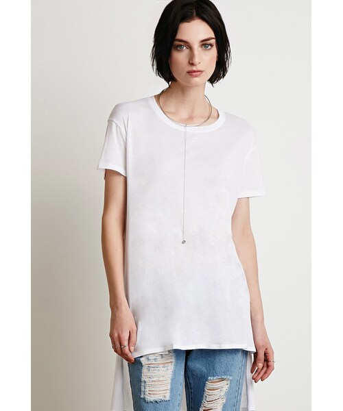 FOREVER 21（フォーエバー トゥエンティーワン）の「FOREVER 21 Longline Cutout-Back Tee（Tシャツ/カットソー・レディース・Black/White・Large/Small/Medium）」の5枚目の写真