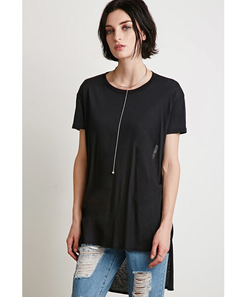 FOREVER 21（フォーエバー トゥエンティーワン）の「FOREVER 21 Longline Cutout-Back Tee（Tシャツ/カットソー・レディース・Black/White・Large/Small/Medium）」の9枚目の写真