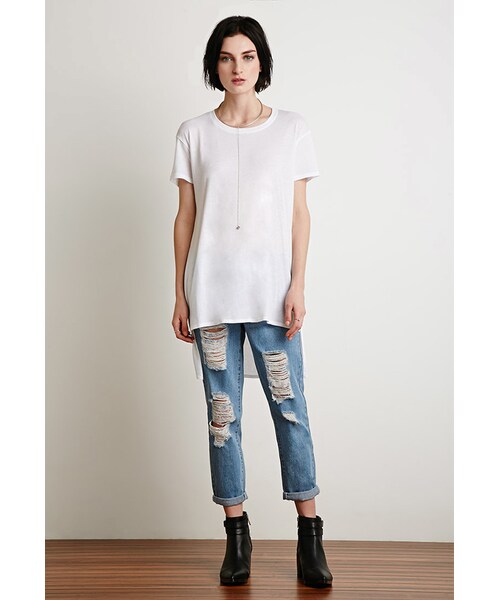 FOREVER 21（フォーエバー トゥエンティーワン）の「FOREVER 21 Longline Cutout-Back Tee（Tシャツ/カットソー・レディース・Black/White・Large/Small/Medium）」の8枚目の写真
