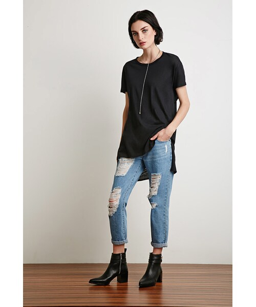 FOREVER 21（フォーエバー トゥエンティーワン）の「FOREVER 21 Longline Cutout-Back Tee（Tシャツ/カットソー・レディース・Black/White・Large/Small/Medium）」の3枚目の写真
