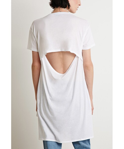FOREVER 21（フォーエバー トゥエンティーワン）の「FOREVER 21 Longline Cutout-Back Tee（Tシャツ/カットソー・レディース・Black/White・Large/Small/Medium）」の6枚目の写真
