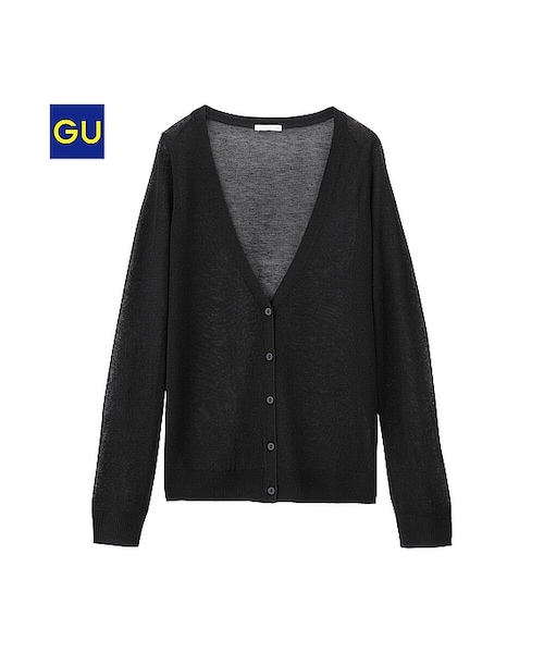 GU（ジーユー）の「（GU）シースルーカーディガン（長袖）（WOMEN ⁄ パーカ・カーディガン・レディース・OFF WHITE/BLACK/BLUE/GRAY・L/XL/S/M）」の2枚目の写真