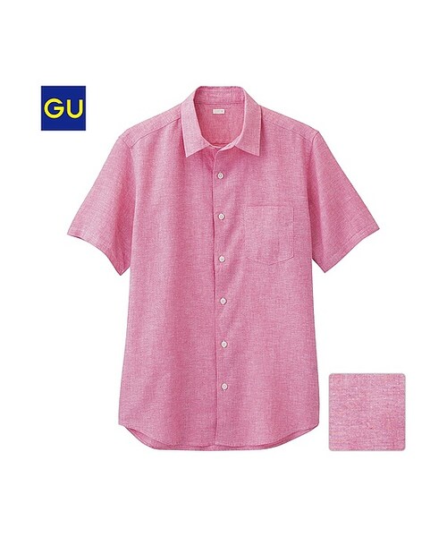 GU(ジーユー)の「(GU)ラミーコットンシャツ(半袖)A(MEN ⁄ シャツ・メンズ・NAVY/BLUE/YELLOW/PINK/WHITE/BLACK/GREEN・S/L/M/XL)」の8枚目の写真