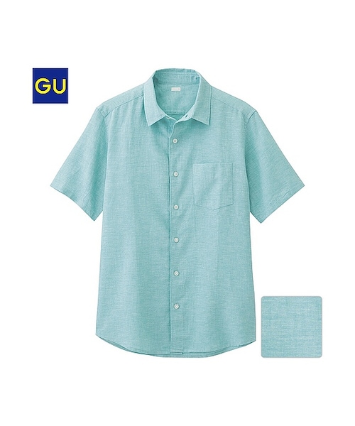 GU(ジーユー)の「(GU)ラミーコットンシャツ(半袖)A(MEN ⁄ シャツ・メンズ・NAVY/BLUE/YELLOW/PINK/WHITE/BLACK/GREEN・S/L/M/XL)」の3枚目の写真