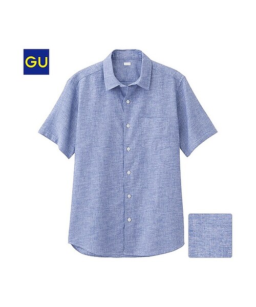 GU(ジーユー)の「(GU)ラミーコットンシャツ(半袖)A(MEN ⁄ シャツ・メンズ・NAVY/BLUE/YELLOW/PINK/WHITE/BLACK/GREEN・S/L/M/XL)」の6枚目の写真