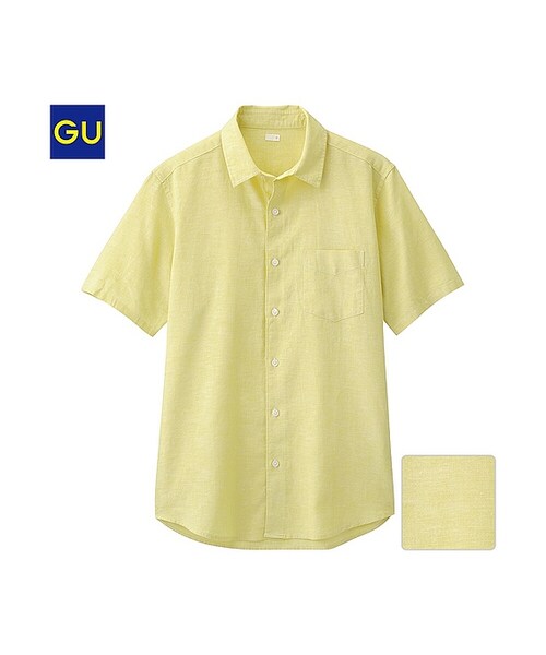 GU(ジーユー)の「(GU)ラミーコットンシャツ(半袖)A(MEN ⁄ シャツ・メンズ・NAVY/BLUE/YELLOW/PINK/WHITE/BLACK/GREEN・S/L/M/XL)」の7枚目の写真