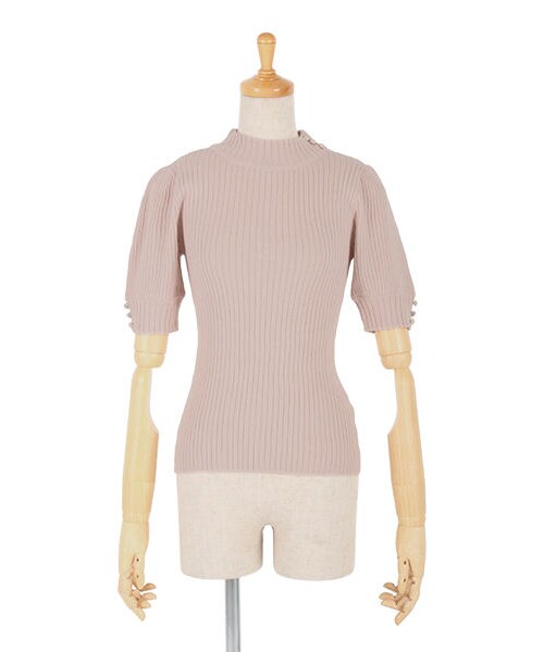 an another angelus（アンアナザーアンジェラス）の「釦付きリブニットアクリルコットン半袖プルオーバー/F&A（ニット/セーター・レディース・その他）」の2枚目の写真