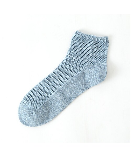靴下屋（クツシタヤ）の「スペック総メッシュショートソックス（ソックス・靴下・レディース・キナリ/グレーモク/アカ/サックス/デニム/インディゴ・22.0～24.0cm）」の4枚目の写真