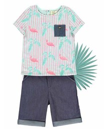 mamy factory | BLUNE トロピカルなフラミンゴ柄Tシャツ (15122)(Tシャツ/カットソー)