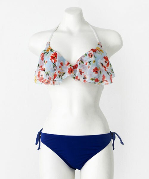 DHOLIC（ディーホリック）の「シフォンフリル花柄ワイヤービキニ（水着・レディース・イエロー/スカイブルー・A TYPE/B TYPE）」の2枚目の写真