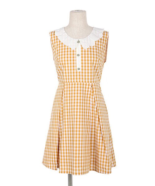 F i.n.t(フィント)の「フラワー衿ギンガムチェックノースリーブワンピース/F i.n.t(ワンピース・レディース・その他)」の2枚目の写真