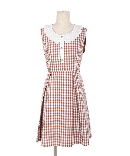 F I N T フィント の フラワー衿ギンガムチェックノースリーブワンピース F I N T ワンピース Wear