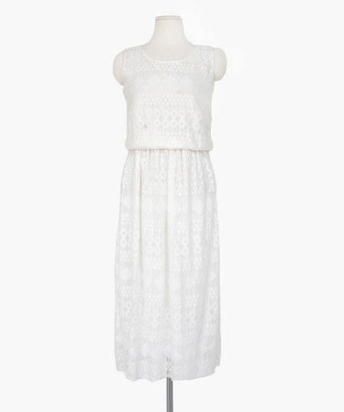 DHOLIC(ディーホリック)の「ロングレースブラウジングワンピース(ワンピース・レディース・アイボリー/ピーチ/ブラック・FREE)」の1枚目の写真