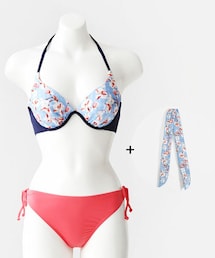 DHOLIC | ヘアバンドset花柄ワイヤーホルタービキニ(水着)