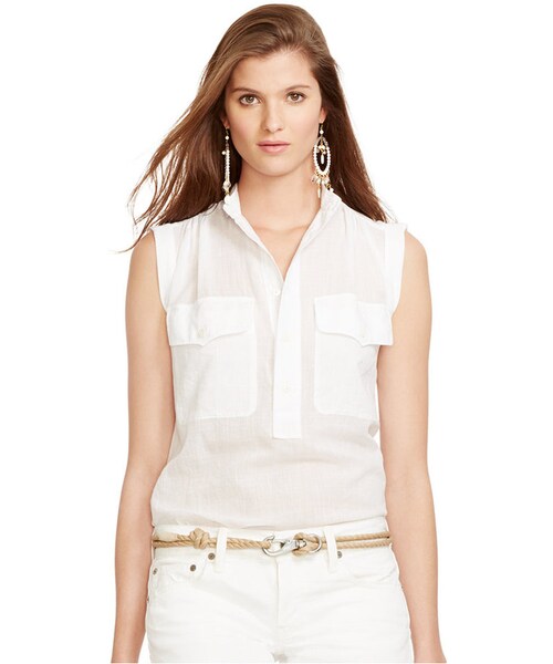 POLO RALPH LAUREN(ポロ ラルフ ローレン)の「Polo Ralph Lauren Crinkled Blouse(シャツ/ブラウス・レディース・White・2/10/4/12/6/8/14)」の1枚目の写真