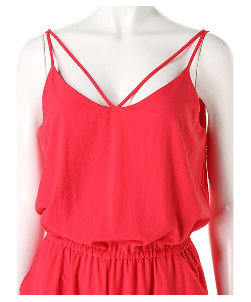 SPIRALGIRL（スパイラルガール）の「キャミコンビネゾン（オールインワン・サロペット・レディース・ブラック/オフホワイト系/レッド・F）」の7枚目の写真